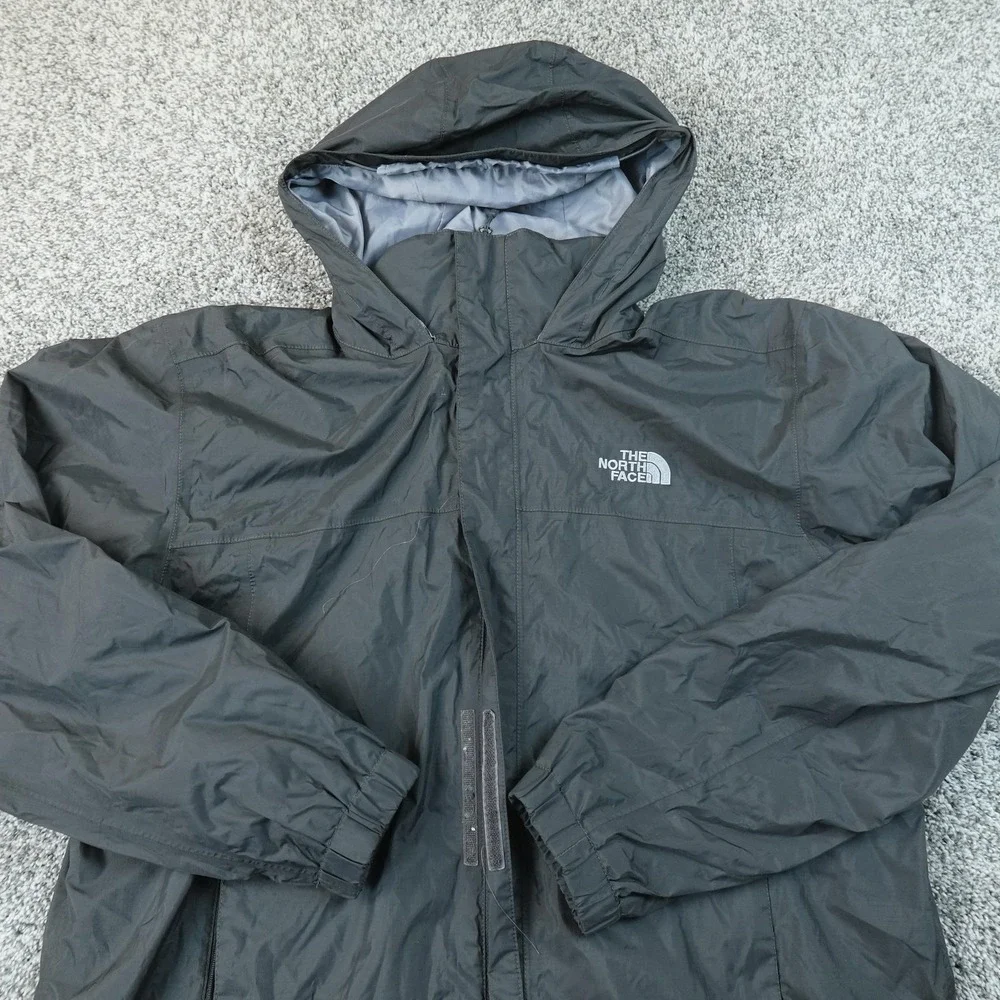 North Face Jacket Mens L Gray Dryvent Waterproof Full Zip Windbreaker Coat Hike